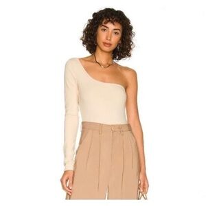 Lovers + Friends Tenley Bodysuit One Sleeve in Sand Size S
